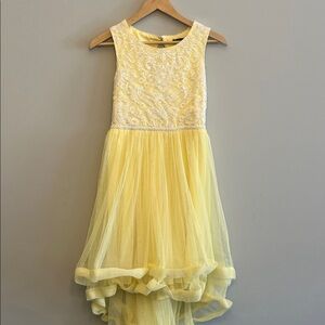 Girls High/Low Dress Yellow Embroidered Princess by Xtraordinary Kids Size 16